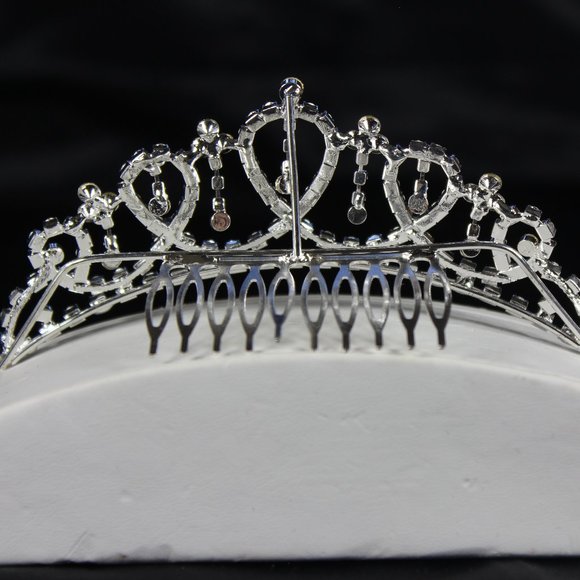 Silver and Crystal Medium Size Tiara Crown-TIA17 - Picture 3 of 4